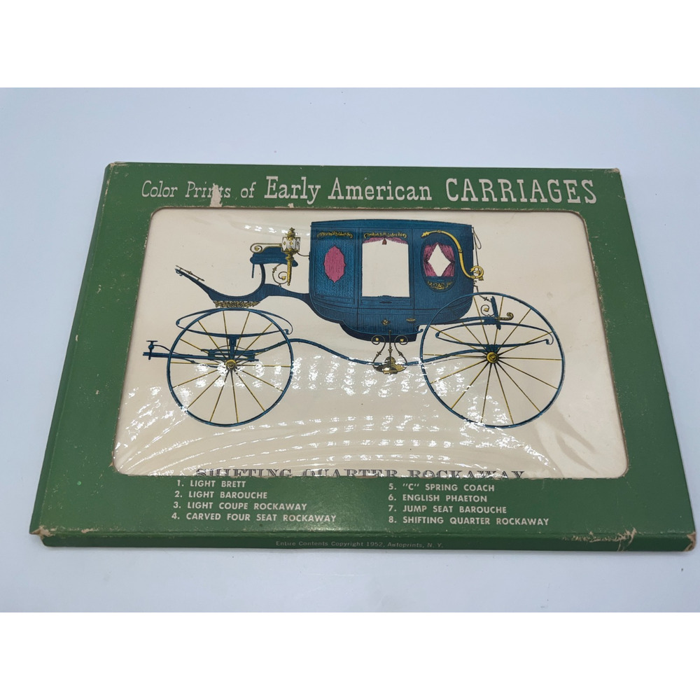 Pack of 6 prints. Early American Carriages. 1954 Nice Condition Missing Two